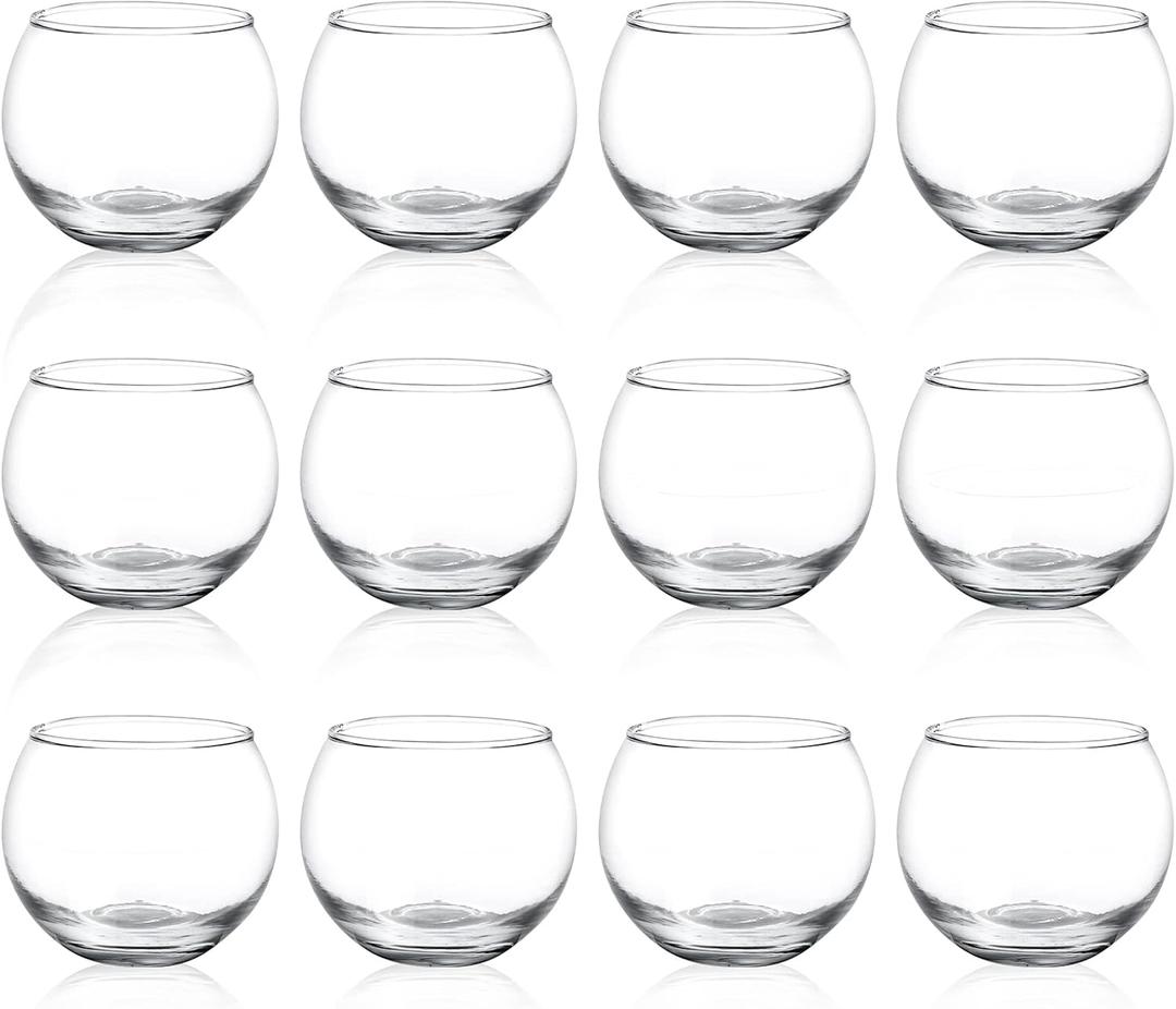 PINIWON 12pcs Clear Glass Tealight Candle Holder, Round Votive Candle Holders, Small Bowl Candle Holder Bulk for Wedding Table Centerpieces Home Decor