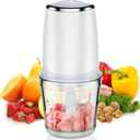 Electric Food Chopper with 2.5 Cup Glass Bowl, Mini Food Processor for Vegetables Meat Fruits Nuts Puree - 2 Speed Kitchen Food Processor With Sharp Blades, 300W