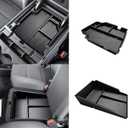 Muslogy Center Console Organizer Fits for 2014-2019 Chevy Silverado/GMC Sierra 1500 Accessories Underseat Storage Insert Box Console Armrest Divider(Jump Seat ONLY) - 2PCS, Upper & Lower