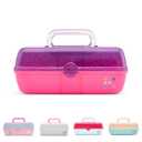 Caboodles Pretty in Petite Makeup Box, Two-Tone Purple Sparkle on Pink Sparkle, Hard Plastic Organizer Box, 2 Swivel Trays, Fashion Mirror, Secure Latch for Safe Travel