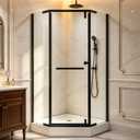 Neo-Angle Corner Shower Doors 36" D × 36" W × 72" H, Frameless Pivot Shower Door, 1/4" (6 mm) SGCC Tempered Glass with Safety Film & Nano Coating Matte Black (Shower Base Not Included)