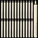 Tuanse 24 Pcs 10 Inch Flameless Twisted Taper Candles, LED Flickering Battery Operated Candles Electric Warm Light Candlesticks for Wedding Birthday Party Home Dinner Decor(Ivory)