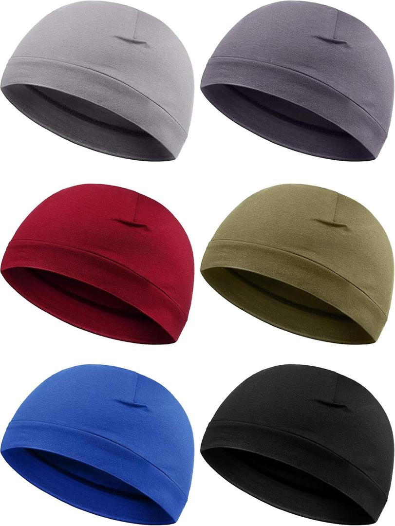 Syhood 6 Pieces Men Skull Caps Cotton Beanies Sleep Hats Multifunctional Helmet Liner Cap for Men and Women (One Size, Vintage Colors)