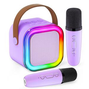 Mini Karaoke Machine for Kids, 2026 TOP Toys Birthday Valentine's Day Gifts Ideas for Girls Ages 4, 5, 6, 7, 8, 9, 10, 12+ Years Old, Portable MP3 Player with 2 Wireless Mics for Family Home Party