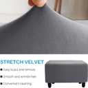 Ottoman Cover, Stretch Rectangle Velvet Ottoman Slipcovers of Foot Stool for Living Room, Folding Storage Furniture Protector with Elastic Bottom, Machine Washable(Gray, XL)