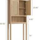 SICOTAS Over The Toilet Storage Cabinet with Rattan Door, Freestanding Bathroom Organizer with Adjustable Shelf, Space Saver Cabinet for Bathroom, Laundry Room, Restroom