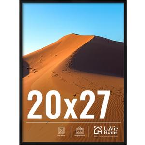 LaVie Home 20x27 Picture Frame for Wall Display, 20x27 Black Picture Frame with HD Plexiglas, 20 x 27 Poster Frame 1 Pack, Display Frame for Vertical or Horizontal, Classic Collection, Black