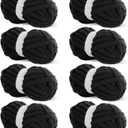 HOMBYS Black Chunky Chenille Yarn for Crocheting, Bulky Thick Fluffy Yarn for Knitting,Super Bulky Chunky Yarn for Hand Knitting Blanket, Soft Plush Yarn, 8 Jumbo Pack (27yds,8 oz Each Skein)