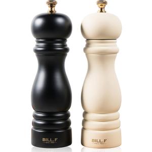 Salt and Pepper Grinder Pepper Mill Grinder Pepper Grinders Shakers Salt Mill Set of 2 with Adjustable Ceramic Rotor 7 Inch Black and White