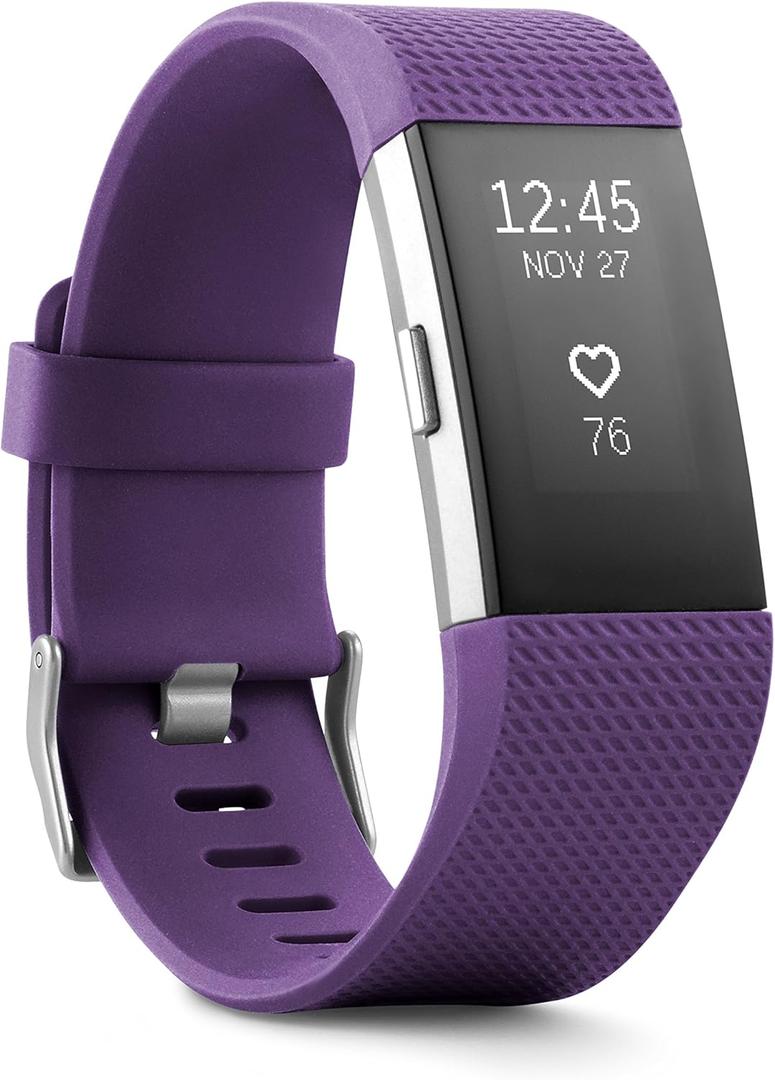 Fitbit Charge 2 Heart Rate + Fitness Wristband, Plum, Large (US Version)