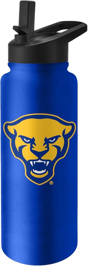 Logo Brands NCAA Pittsburgh Panthers 34 oz Stainless Steel Quencher Bottle  Team Color, Straw Included, No-Spill Lid, Easy Carry Handle - Keeps Drinks Cold For Hours