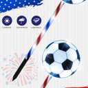4th of July Decorations Outdoor Solar Soccer Pathway Lights, 2026 World Cup 8 Modes Patriotic Yard Decor, Independence Day Memorial Day Walkway Lights for Garden, Party Favors (5 PCS-Cool White)