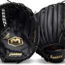 Franklin Sports Field Master Baseball + Softball Glove - Field Master Adult + Youth Baseball + Softball Mitt - Men's + Women's Gloves - Right Hand Throw (Black)