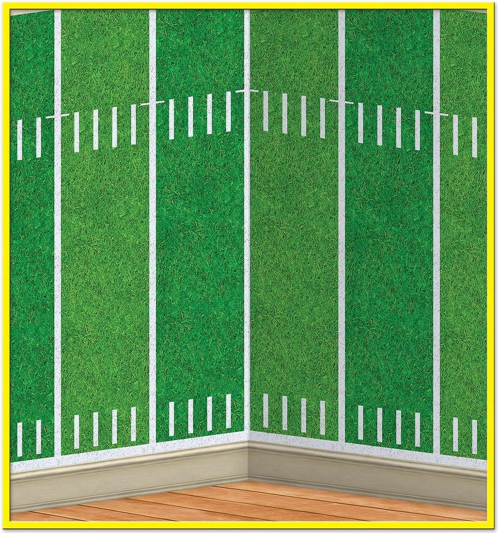 Beistle American Football Field Backdrop, Sports Themed Photo Background for Walls, Game Day Decorations, Tailgating, Birthday Parties, 4' x 30'