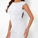 Trendy Queen Womens Boat Neck Going Out Mini Dress Summer Party Club Bodycon Dresses 2026 (White, XS)