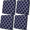 Newwiee 4 Pcs Waterproof Outdoor Cushion Covers for Patio Furniture Stretch Outdoor Couch Cushion Covers Replacement Moroccan Pattern Chair Seat Sofa Slipcovers Soft Flexibility Protector(Navy Blue)