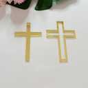 16pcs of Acrylic Cross Cake Topper, Cross Cake Charm for Baptism, Christening, Holy Communion Cake (4'', Gold Mirror)