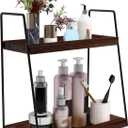 Dorhors 2 Tier Bathroom Counter Organizer Storage,Vanity Organizer for Bathroom Counter,Wood Standing Rack for Kitchen(Walnut)