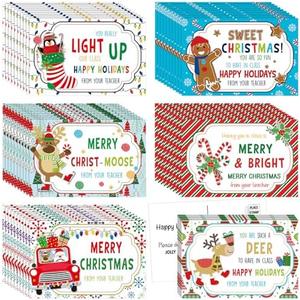 TaoBary 60 Pcs Teacher to Student Christmas Postcards Bulk, 4" x 6"holiday Blank Greetings Notecards for Classroom Gift Exchange Positive Cute School Greetings Cards for Students Parents Teacher with Notebook Jan-Dec 2026