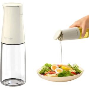Olive Oil Dispenser Bottle for Kitchen, Auto FlipNon-DripLeak Proof, Oil Bottles for Kitchen, Vinegar Dispenser, Cooking Glass Bottle with 500ml (Cream Yellow)