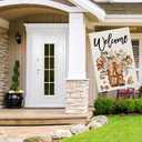 Welcome Fall House Flags for Outdoor Decoration, Thanksgiving Boots with Maple Leaves Flowers Large Yard Flag, Decorative Autumn Seasonal Farmhouse Holiday Outside Decor 28x40 Inch Vertical Double