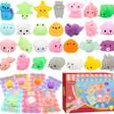 LEASEN 28 Pack Valentines Day Gifts for Kids, Kawaii Mochi Squishies Party Favor Set with Valentines Greeting Cards for Kids, Valentine's Day Classroom Exchange Gifts Set, School Prizes Party Favor