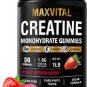 Creatine Monohydrate Gummies 1500 mg Juicy Strawberry Chewable Pre-Workout for Strength & Muscle Support Vegan, Sugar-Free & Halal for Men & Women 90 Gummies