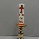 Cirios Pascual Catolico Paschal Candle with Holder Catholic First Communion Baptism Gift Virgen De Guadalupe Cross Prayer Candle Decoration for Catholic First Communion Church Supplies(Novelty Style) Red