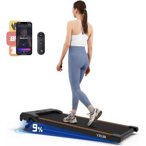 Walking Pad Under Desk Treadmill, 2.5HP Quiet Brushless Small Treadmill for Home and Office, Compact Portable Walking pad with Remote & App Control for Walking and Jogging