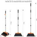 NACENA Broom and Dustpan Set, 52-in Long Adjustable Handle Broom Dustpan Combo with Dustpan Teeth to Automatically Clean Hair Suitable for Home Kitchen Office Hall Floor（Black&Orange）