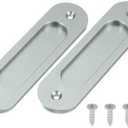 uxcell 2 Pcs Oval Recessed Sliding Door 6" Finger Flush Pulls, Handle Stainless Steel Recessed Pocket Door Pull with Screws for Home Bathroom Barn Closet Window, Gray