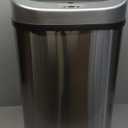 Amazon Basics Automatic Trash Can with Lid, Hands-Free, Stainless Steel, D-Shaped 80 l, 2 Bins