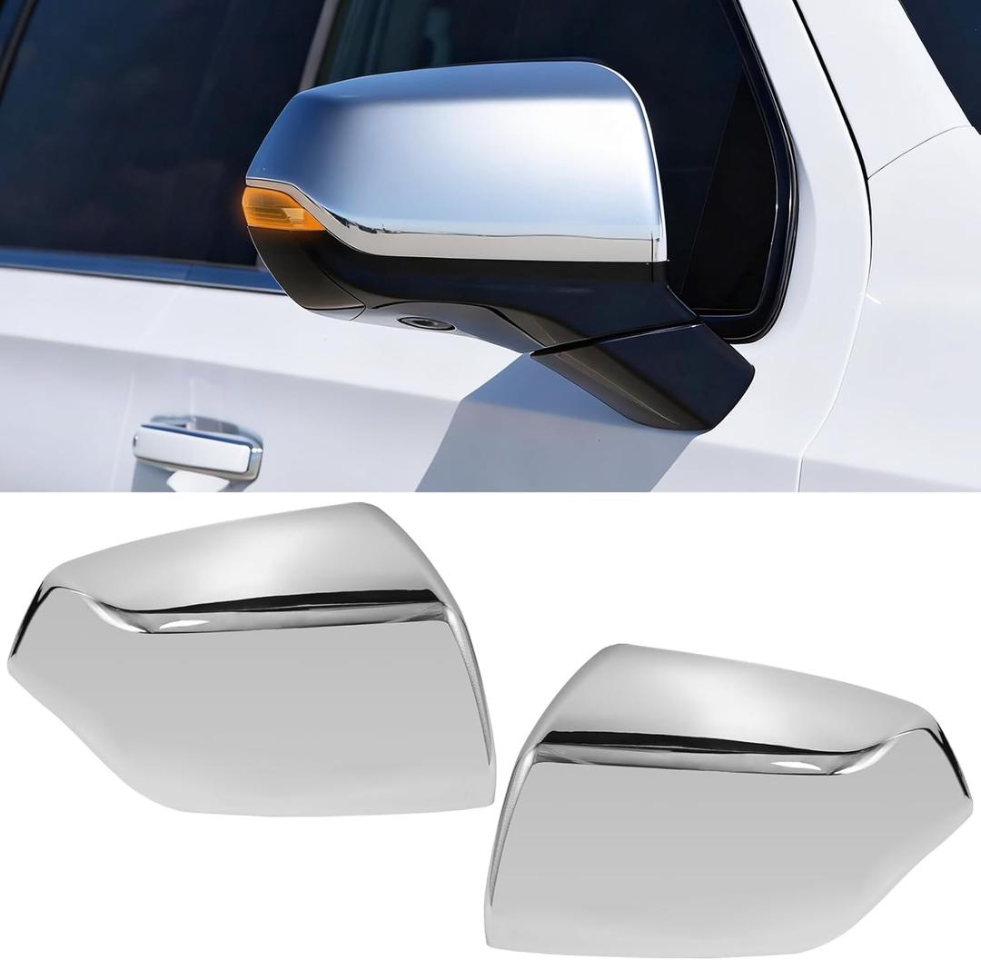 Moonlinks Compatible with Chevy Suburban/Tahoe, GMC Yukon/Yukon XL Side Mirror Cover 2021 2022 2023 2024 2025, Chrome Left Driver & Right Passenger Side Clip-on Mirror Cap WITH Turn Signal