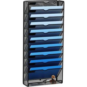 Hanging Wall File Organizer 10 Tier Wall Mounted File Holder Document Wall Organizer Magazine Organization for Office Home, Black