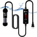 AquaMiracle Upgraded 25W Small Aquarium Heater Fish Tank Heater Turtle Heater Super Mini Aquarium Heater, Dry-Run/Overheating Protection and Memory Function, Dual LED Display, for 3-5 Gal Tanks