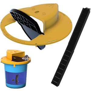 Mouse Trap Bucket Flip Lid with Auto Reset - Multi-Catch Rodent Trap for 5 Gallon Buckets - Indoor Outdoor Use, Detachable Design, Sturdy Yellow Lid