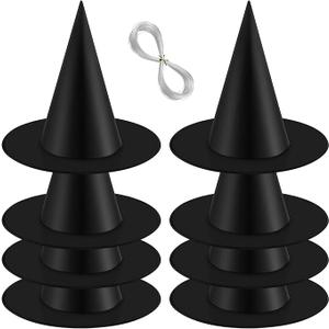 8 PCs Halloween Witch Hats Witch Costume Accessory for Halloween Cosplay Party, Black