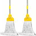 2 Pack Commercial Mop Heavy Duty Industrial Cotton Mop, 61 inch Metal Commercial Stick for Home, Garage,Office, Workshop, Warehouse Floor Cleaning