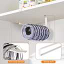 2 x Tumbler Lid Organizer Under Cabinet, Tumbler Lid Storage Hook Up to 10 Lids, Cup Lid Organizer Space Saving Tumbler Lid Hanger for Kitchen Storage, Horizontal Paper Towel Hanger (White)