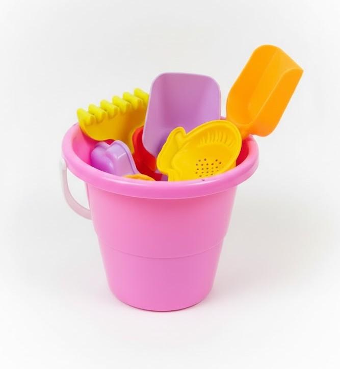 Beach Toys, Collapsible Sand Toys - 9pcs Sand Castle Building Kit, Sandbox Toys for Toddlers, Pink