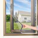 Magnetic Window Screen DIY Adjustable Window Mesh Screen Replacement Window Net Fits up to 57"x 35" White Frames with Fiberglass Mesh