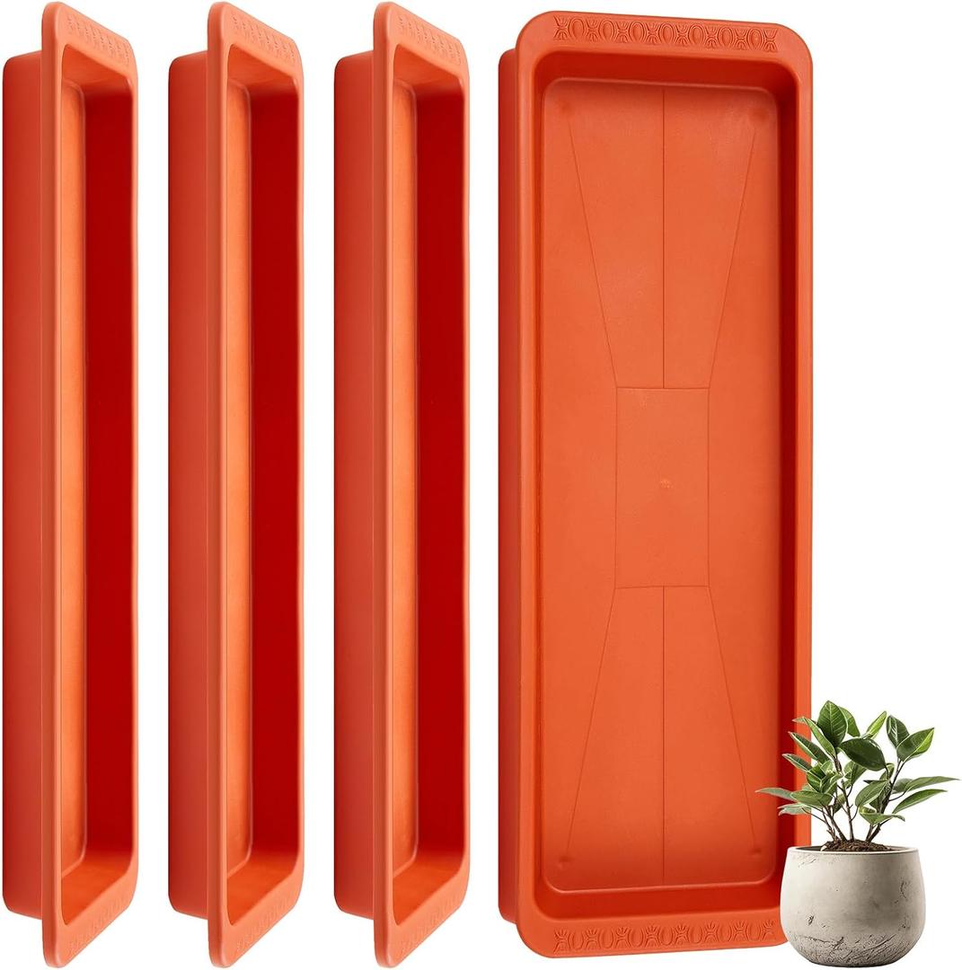 Pack of 4 Rectangle Plant Tray 24 x 8 x 1.6 Inch Terracotta Plastic Plant Saucer Flower Drip Trays for Drainage Germination Garden Indoor Outdoor Use Pack of 4 Rectangle Plant Tray 24 x 8 x 1.6 Inch Terracotta Plastic Plant Saucer Flower Drip Trays for Drainage Germination Garden Indoor Outdoor Use