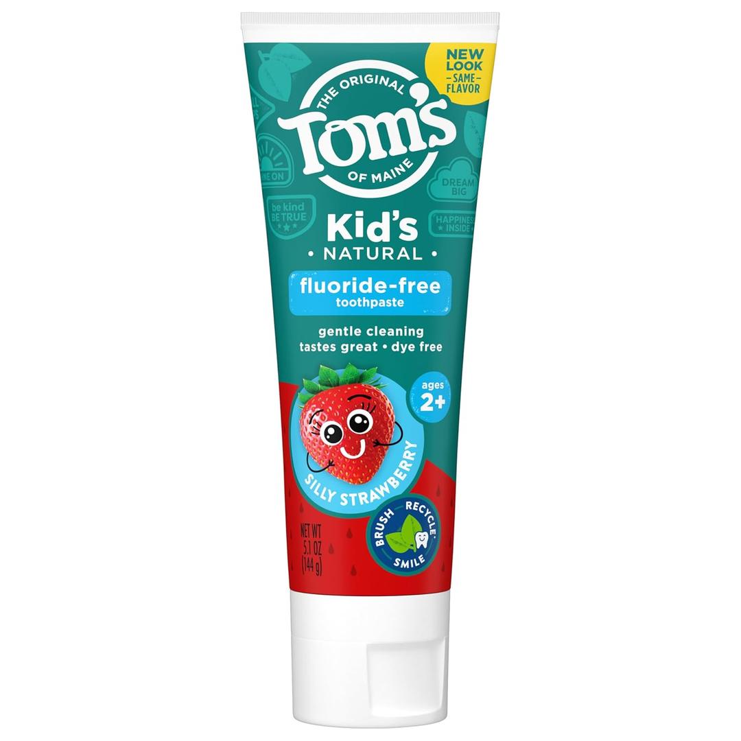 Tom's of Maine Natural Kid's Fluoride Free Toothpaste, Silly Strawberry, 5.1 oz., Pack of 3