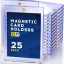 Basthalan 25ct Magnetic Card Holder, 35pt One Touch Card Holder, U-V Protectors Hard Plastic for Trading Cards, Magnet Case, Sports, Game, Football, Baseball Cards Holders