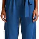 DeftSharp Women's Sexy Cocktail Party Clubwear Casual Working Rompers Club Back Zip Belt Long Jumpsuit (Blue, L)