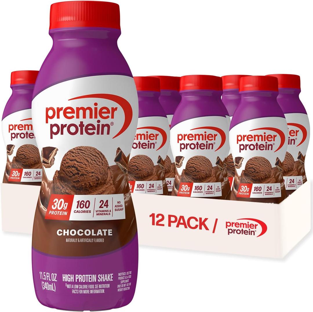 Premier Protein Shake, Chocolate, 30g Protein, No Added Sugar, 24 Vitamins & Minerals to Support Immune Health, 11.5 fl oz, 12 Pack BBD 10/13/2026 