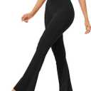 ODODOS Cloud Feeling Ruched Flared Yoga Pants for Women High Waist Casual Bootcut Pants, 30" Inseam, Black, Medium