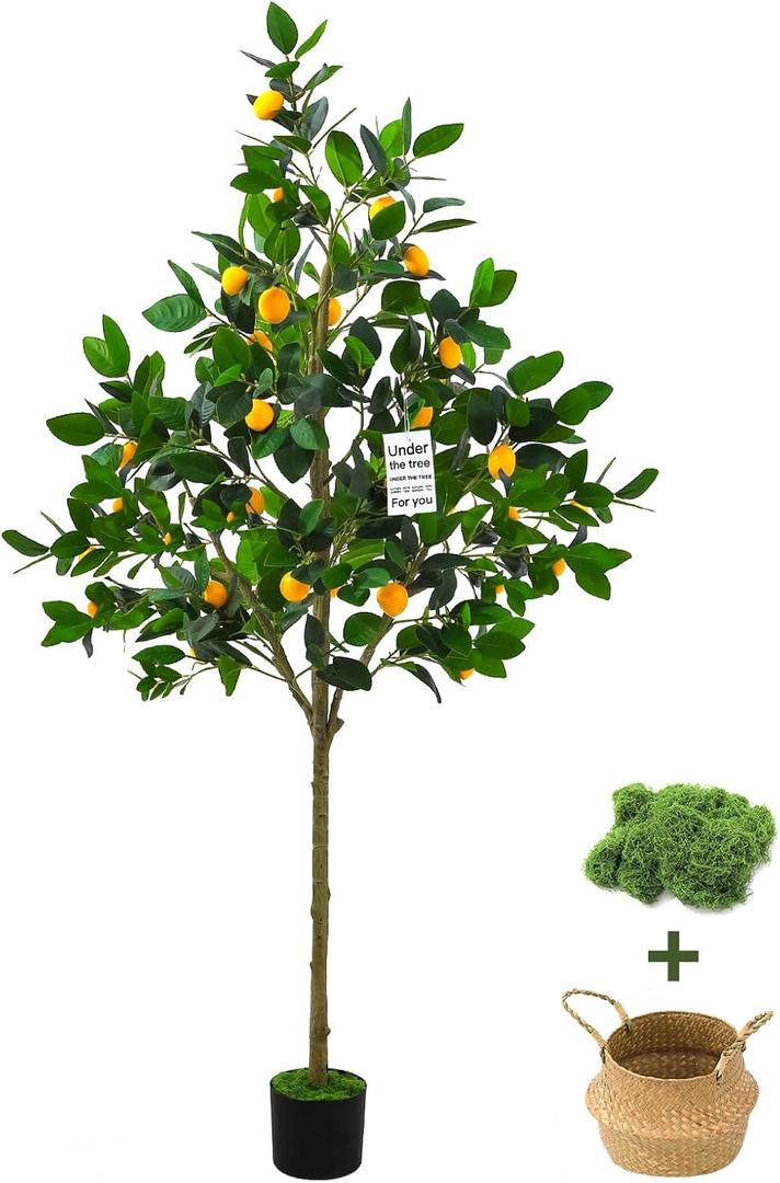 6ft Faux Lemon Tree with Realistic Fruits & Silk Leaves