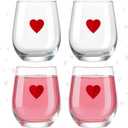 4 Pcs Valentine's Day Wine Glasses 14Oz Red Heart Stemless Drinking Glasses Valentines Wine Drinkware for Coworkers Holiday Gifts Wedding Bridal Shower Home Party Supplies
