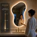 Irregular Led Bathroom Mirror with Lights 20x32 Inch, Backlit Asymmetrical Led Bathroom Mirror for Wall, Lighted Vanity Mirror with Lights, Anti-Fog, Dimmable 3 Colors, Shatter-Resistant